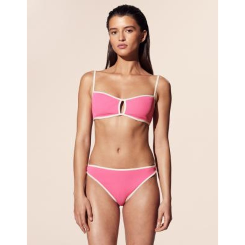 & Other Stories contrast bikini bottoms in pink rib knit