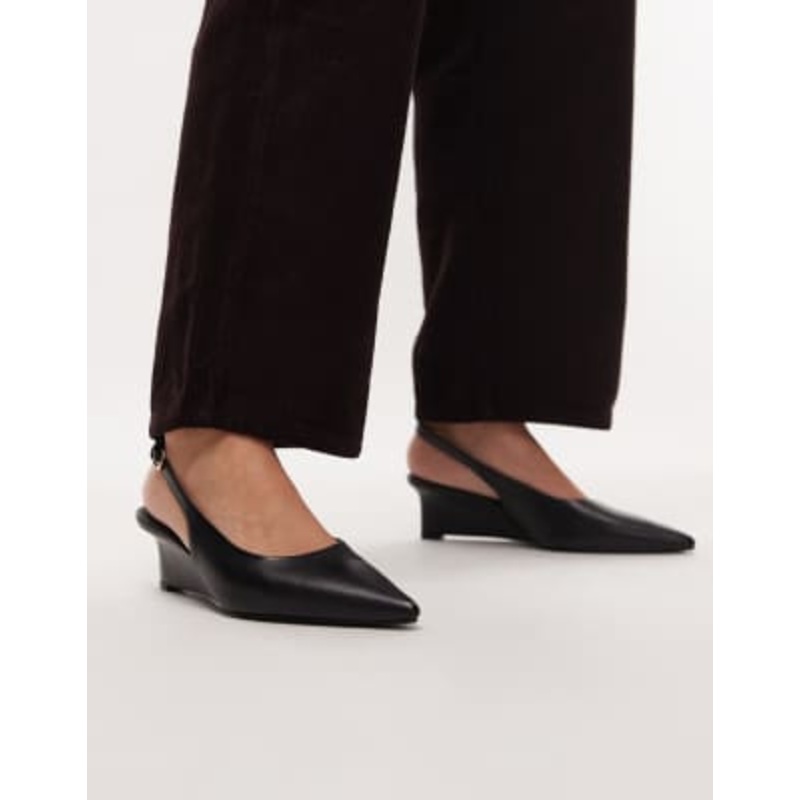 & Other Stories leather slingback wedge pump heel in black