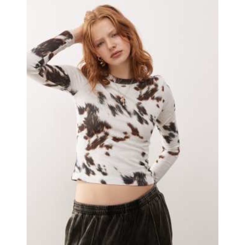 Weekday long sleeve top in cow print exclusive to