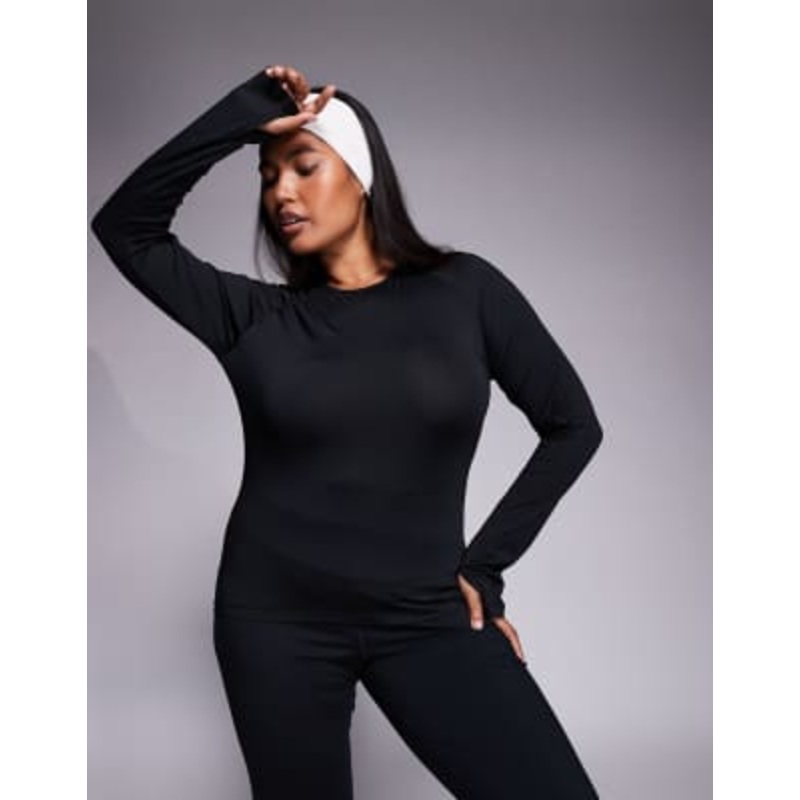4505 Curve Icon active quick dry slim fit long sleeve top in black