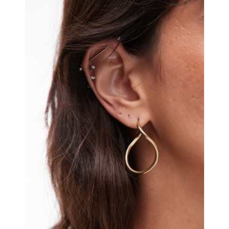 & Other Stories asymmetric long hoop earrings in gold