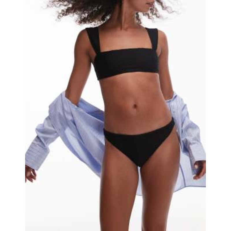 & Other Stories textured bandeau bikini top in black