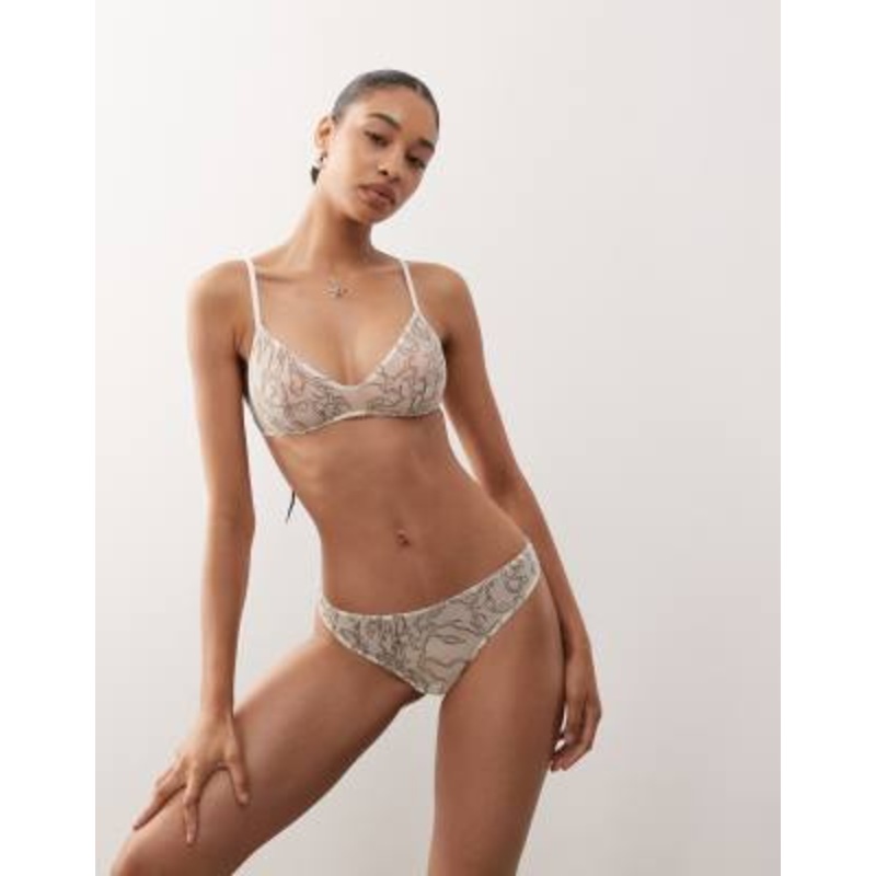 Weekday mesh lace scoop triangle bralette in off-white