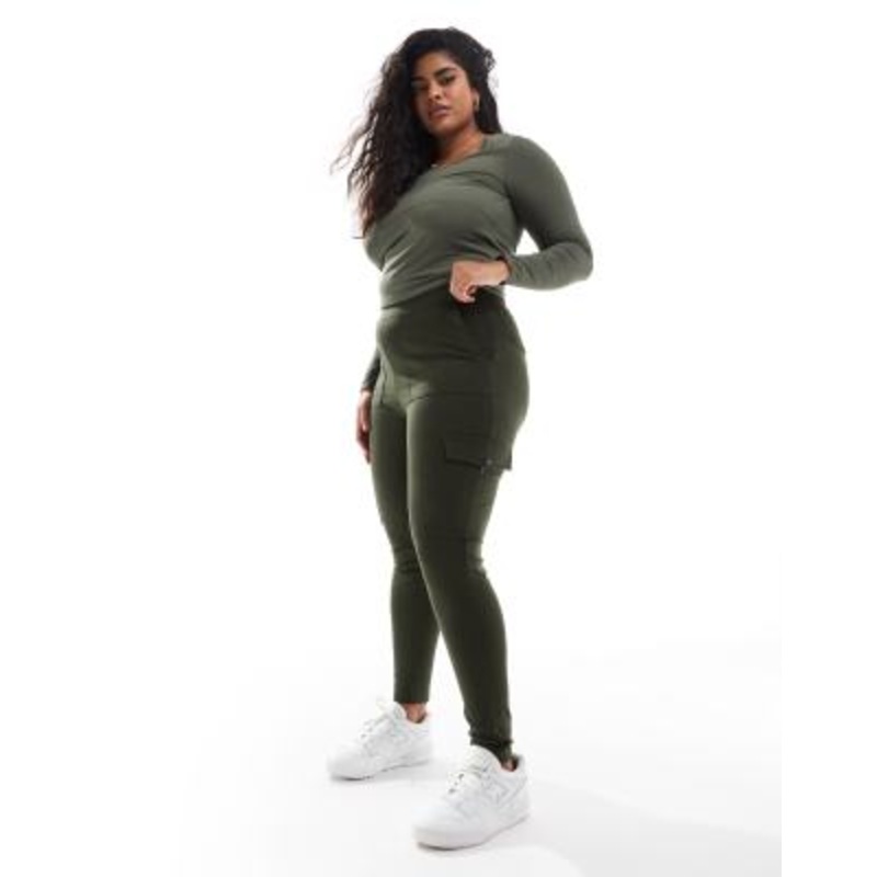Yours cargo pocket ponte leggings in khaki