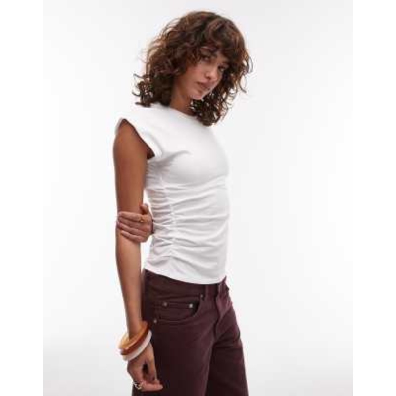 & Other Stories jersey tank top with ruched side detail in white