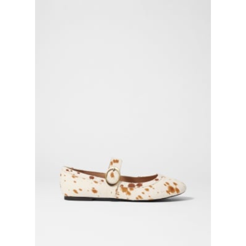 & Other Stories premium mary jane buckle ballet flats in white hairy cow