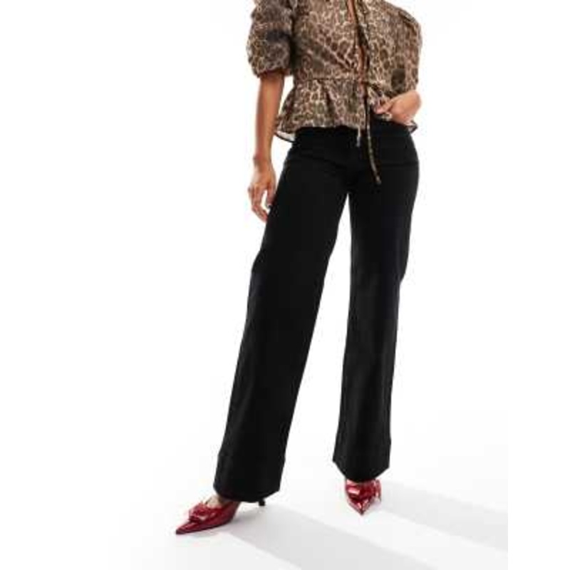 & Other Stories stretch wide leg jeans with double back belt loops in black