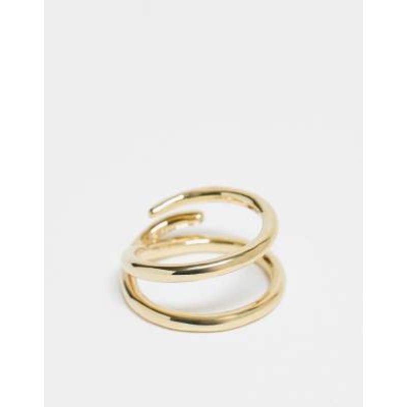 & Other Stories thin asymmetric cross over ring in gold tone