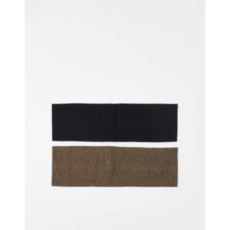 Weekday wide jersey headbands 2-pack in black & brown
