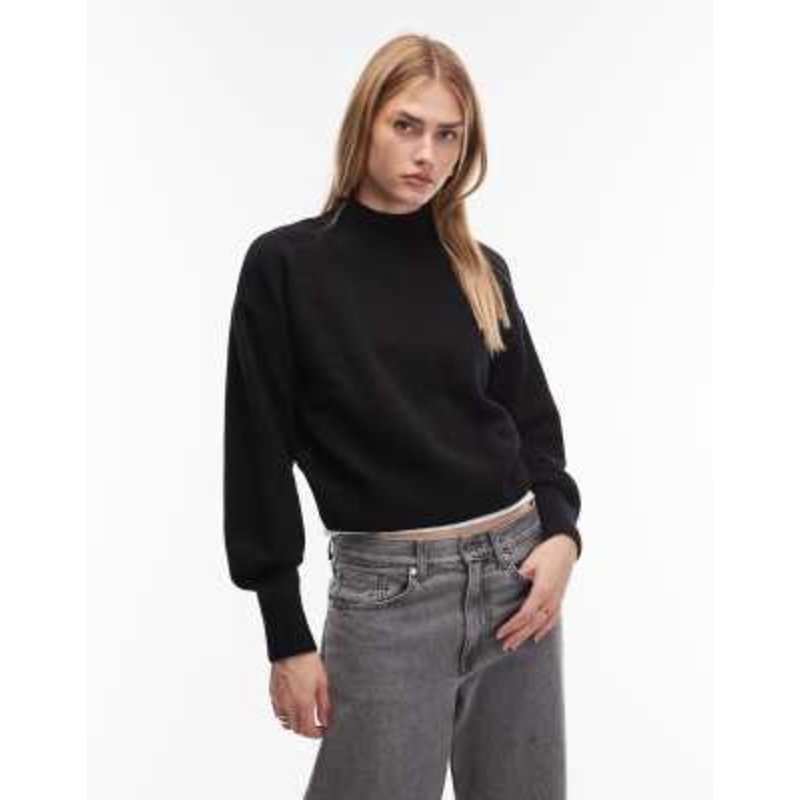 & Other Stories mock neck sweater in black