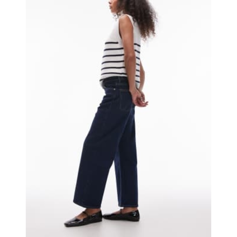 & Other Stories stretch wide leg cropped jeans in blue rinse