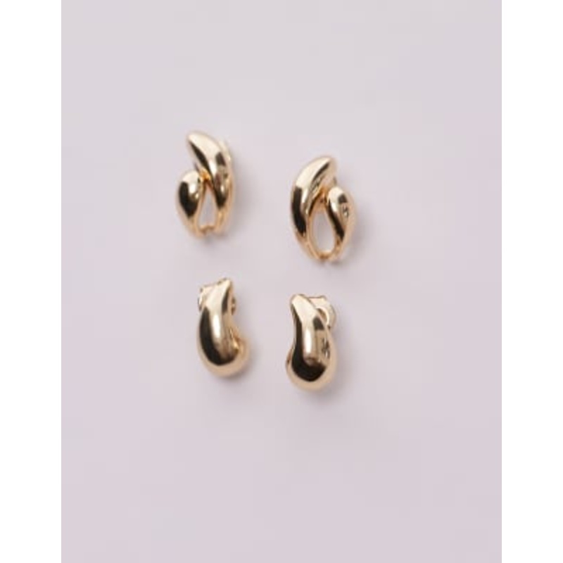 & Other Stories asymmetric small huggie earrings set in gold