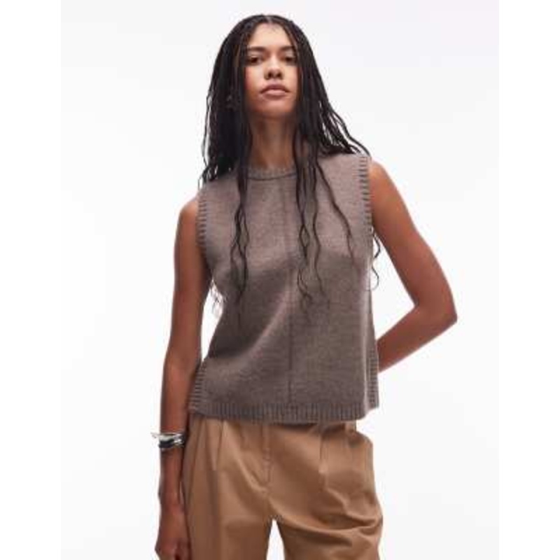 & Other Stories wool blend knit tank top in light beige