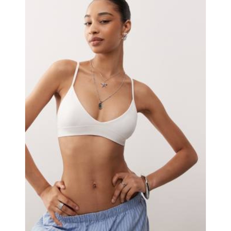 Weekday soft seamless triangle bra in off-white