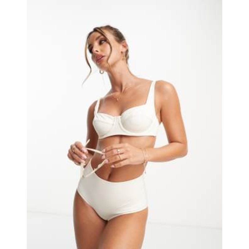 & Other Stories high waist bikini bottom in off white