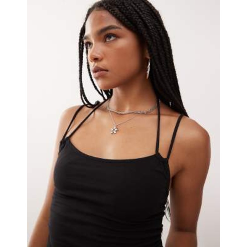 Weekday multi strap halter neck tank top in black