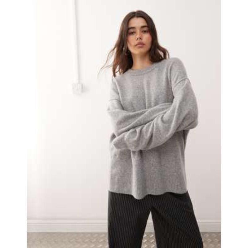 Weekday wool blend sweater in gray melange
