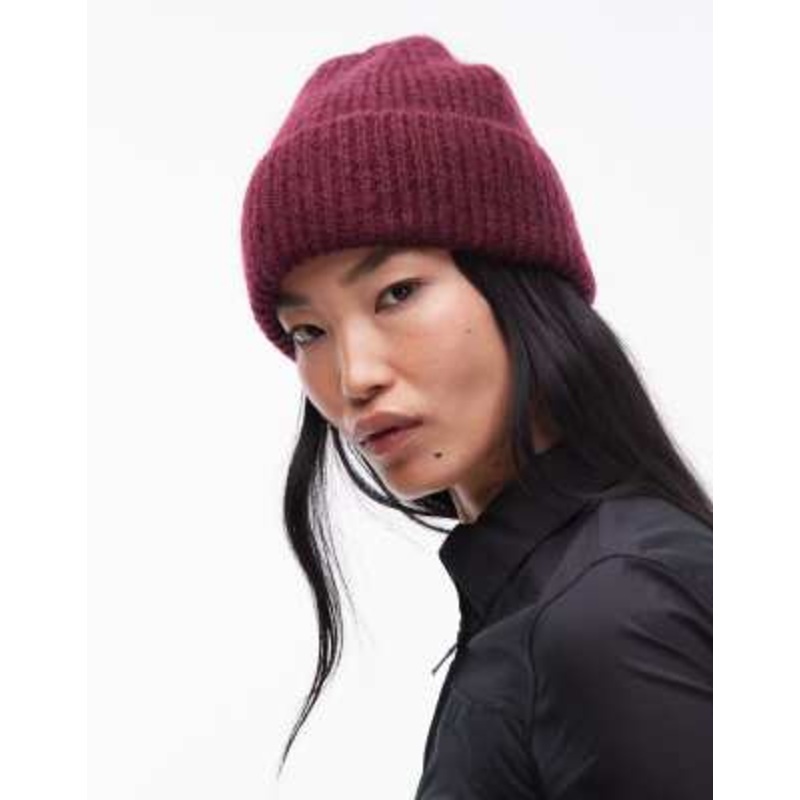 & Other Stories premium wool and mohair beanie in burgundy red