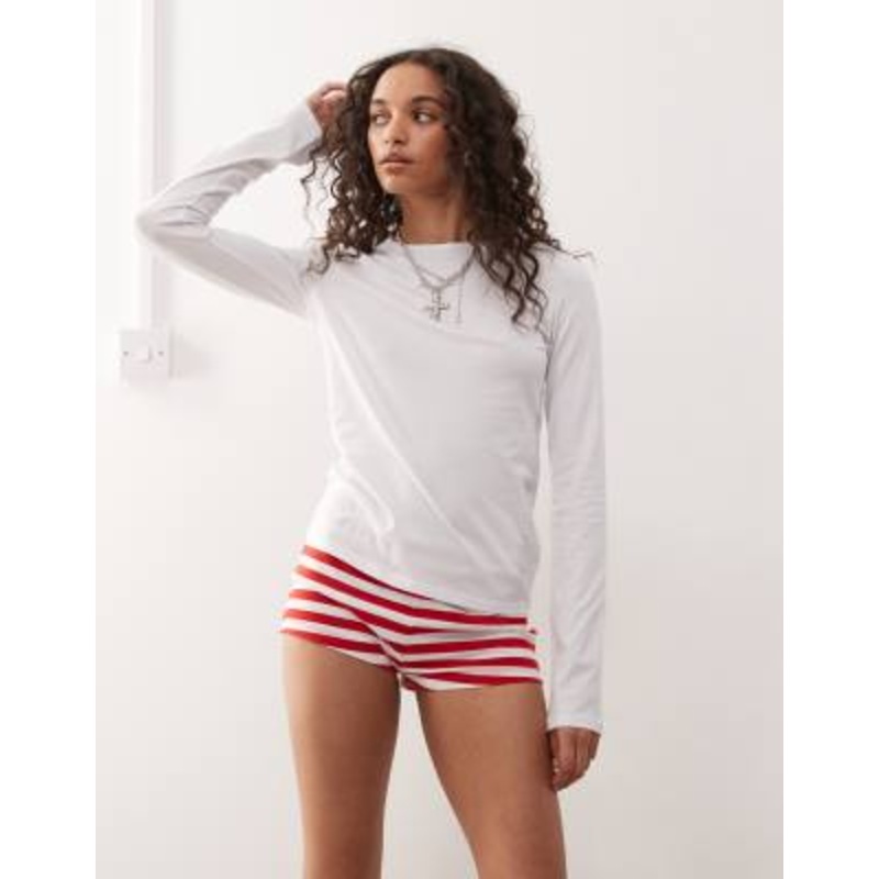 Weekday super soft long sleeve top in white