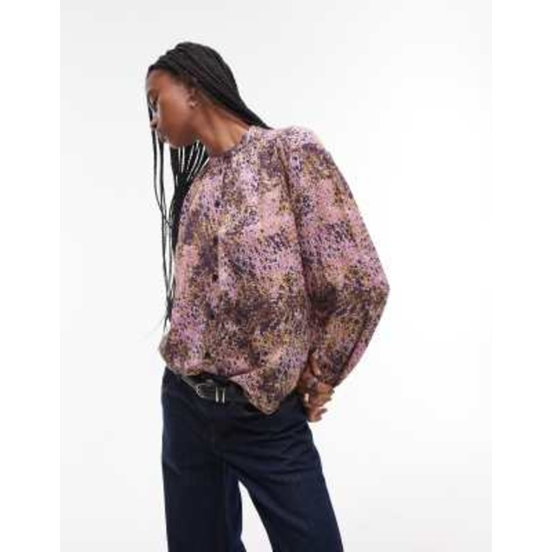 & Other Stories textured blouse in pink abstract print