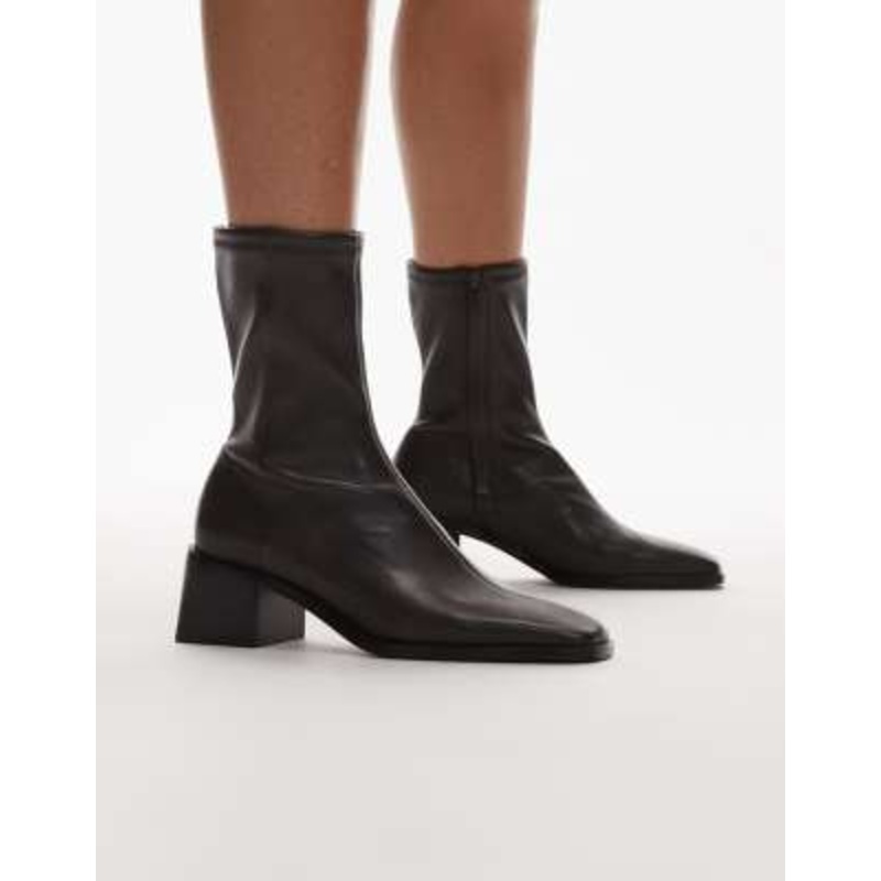& Other Stories leather chunky heeled ankle boots in dark brown