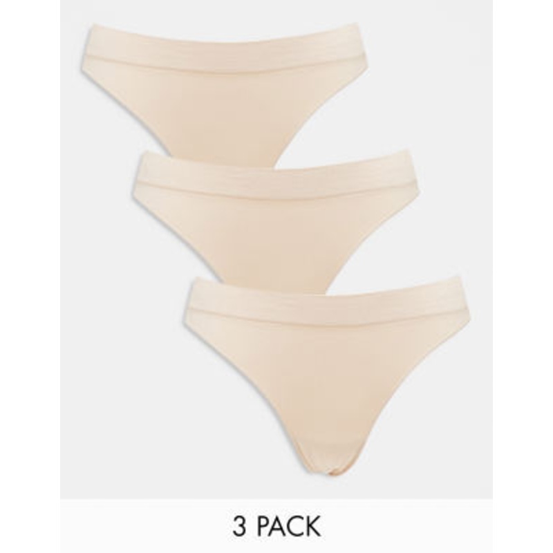 Weekday Cat Seamless 3-pack thong in Beige