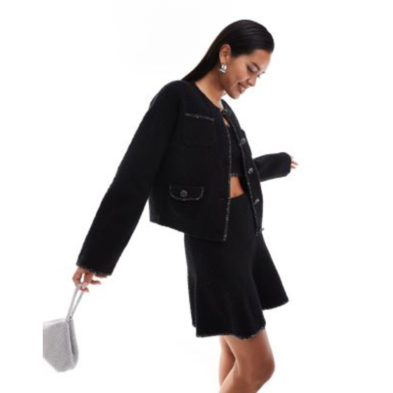 & Other Stories wool blend knitted boucle caridgan in black – part of a set