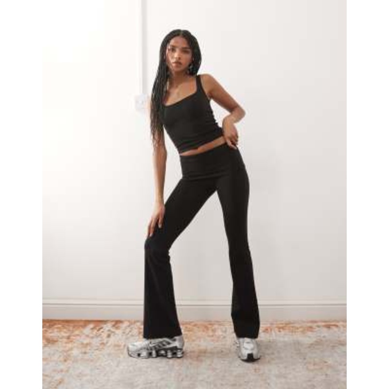 Weekday mix and match sports seamless stretch flared leggings in black