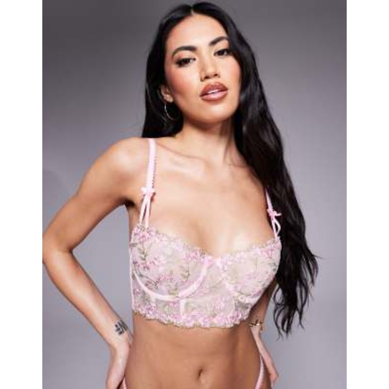 Wild Lovers Aurelie floral lace bustier in pink
