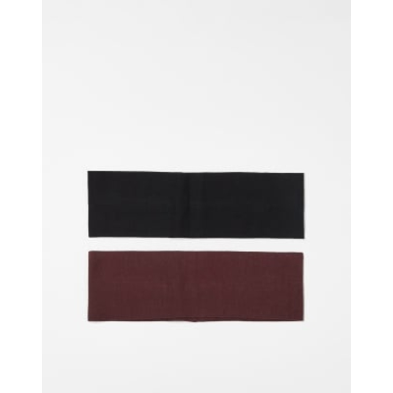 Weekday wide jersey headband 2-pack in black & burgundy – exclusive to