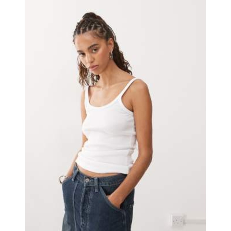 Weekday Close fitted tank top in white