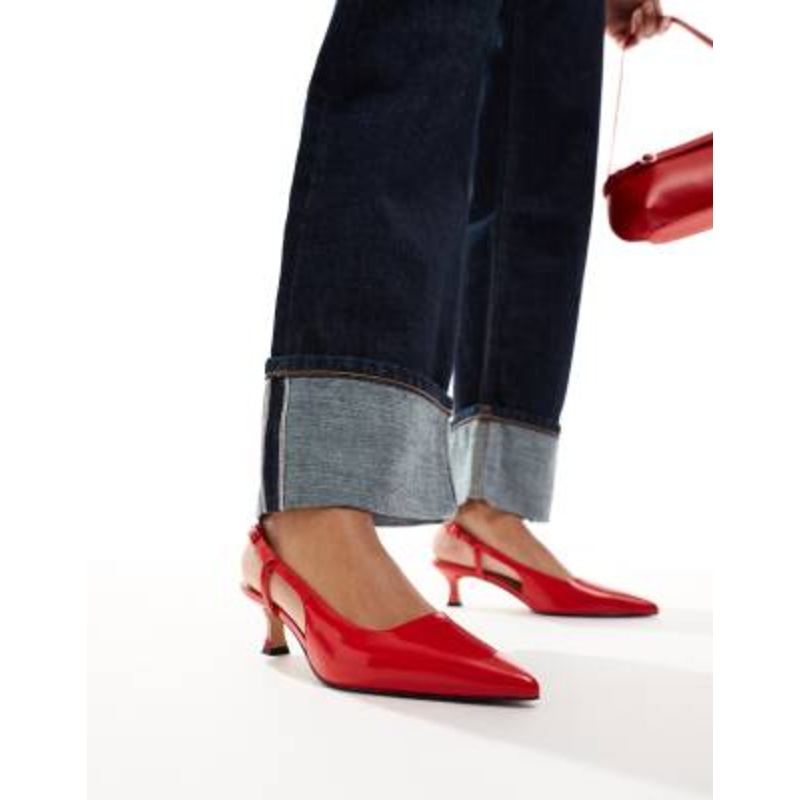 & Other Stories pointed slingback heeled pumps in red