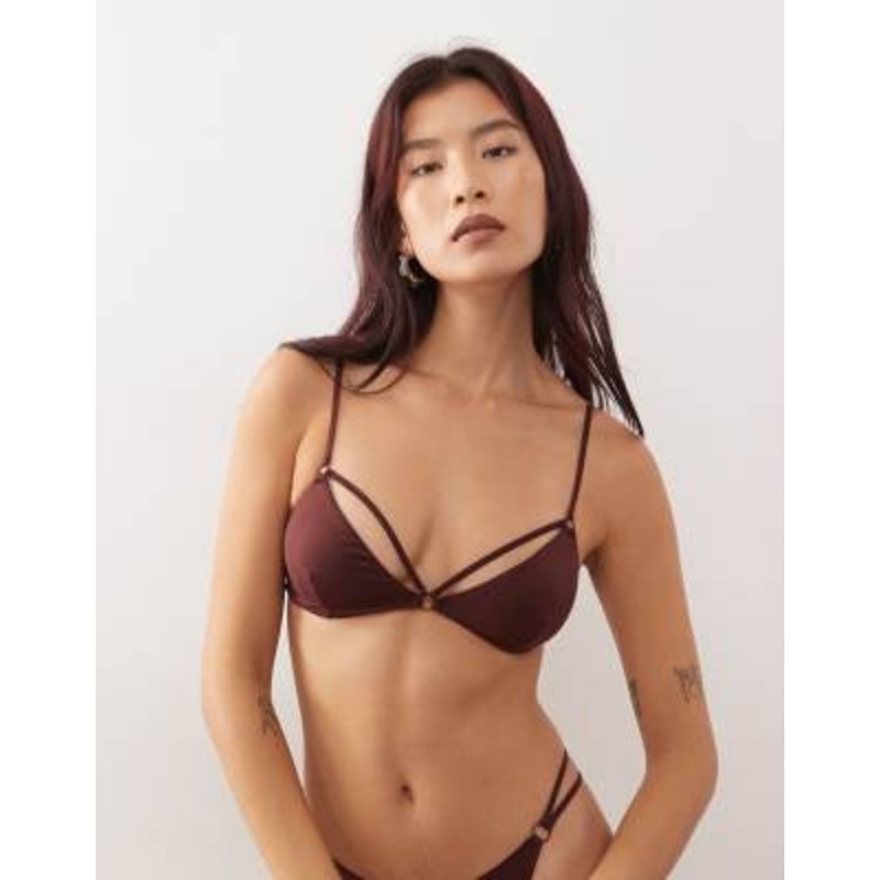 Weekday strappy triangle bra in burgundy