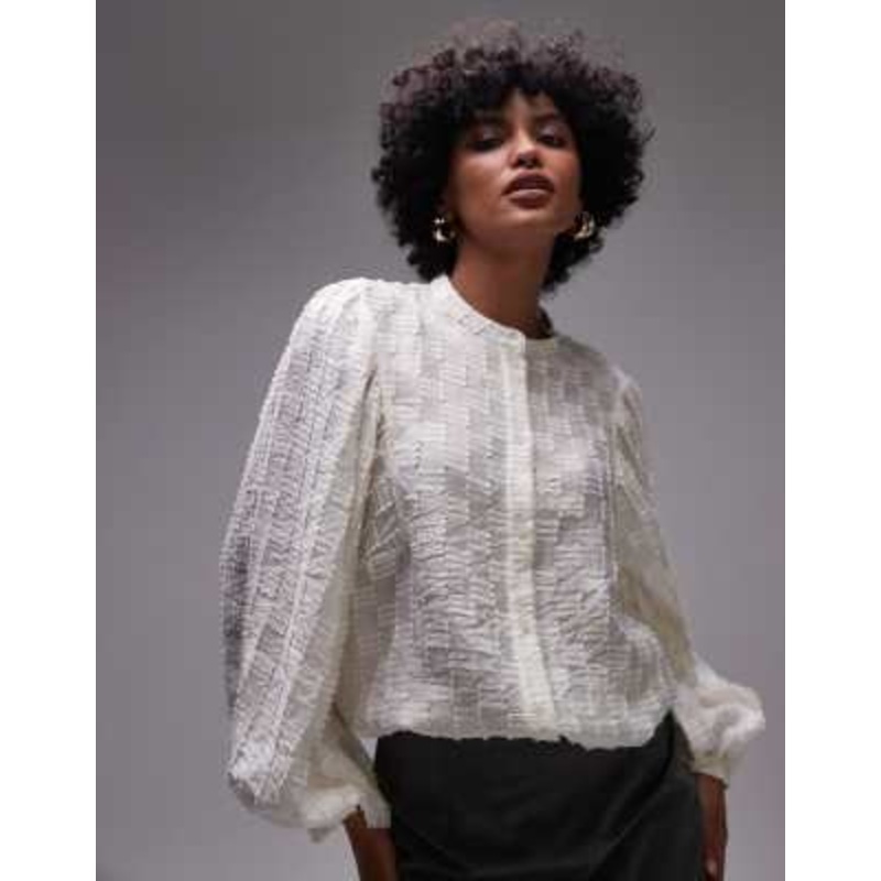 & Other Stories blouse with volume sleeves in off white