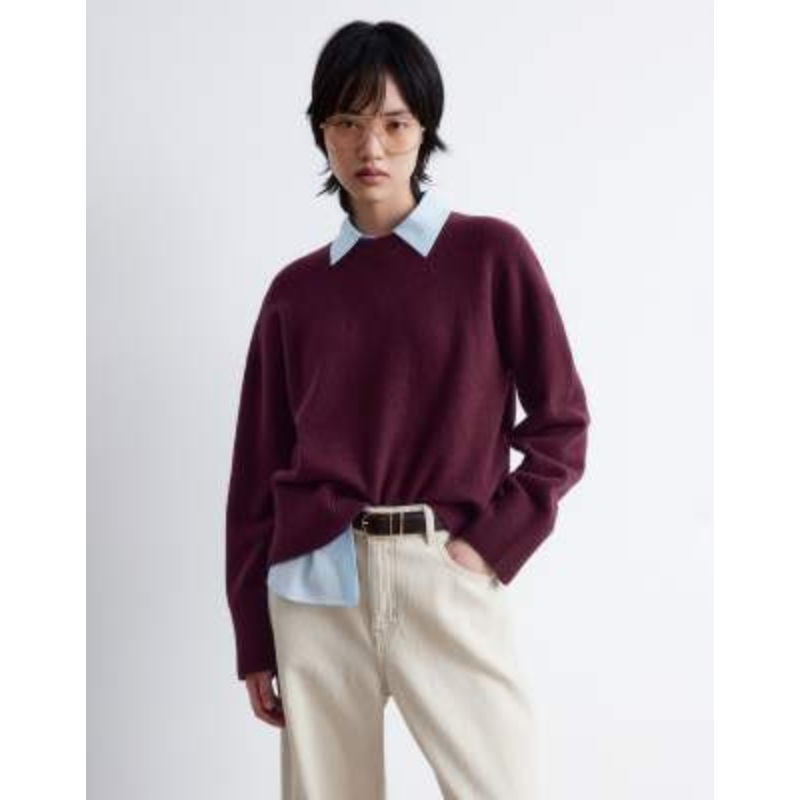 & Other Stories crew neck sweater in burgundy wine