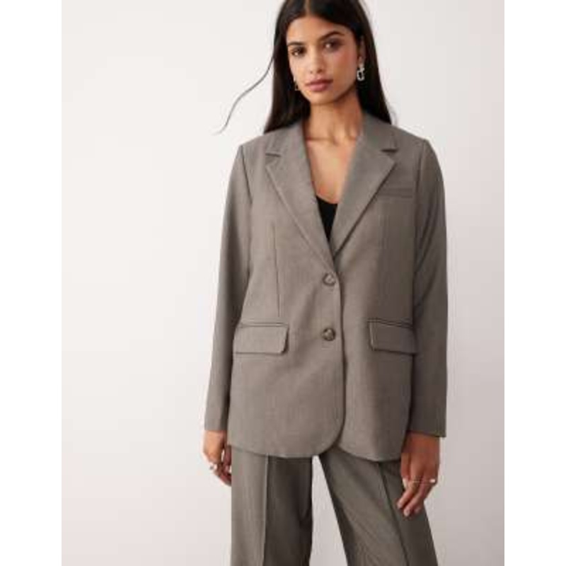 YAS oversized blazer in gray melange – part of a set