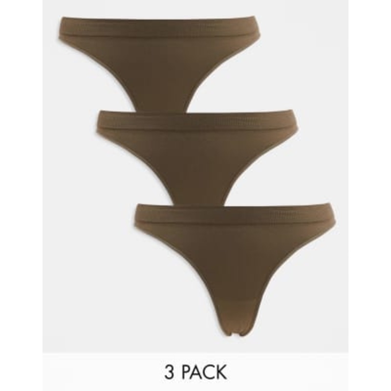 Weekday Cat Seamless 3-pack thong in brown