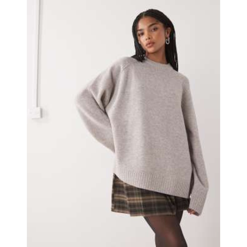 Weekday oversized relaxed fit sweater in mole melange