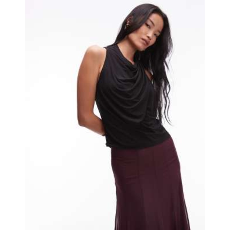 & Other Stories halterneck drapey top in black