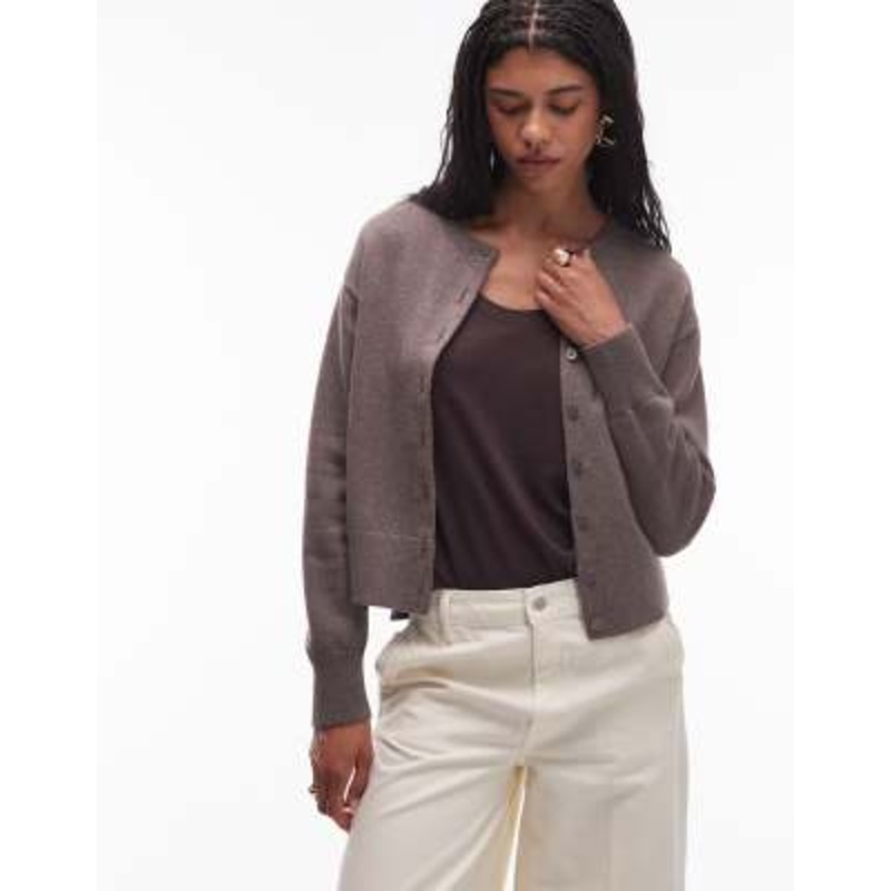 & Other Stories wool mix cardigan with button front in mole