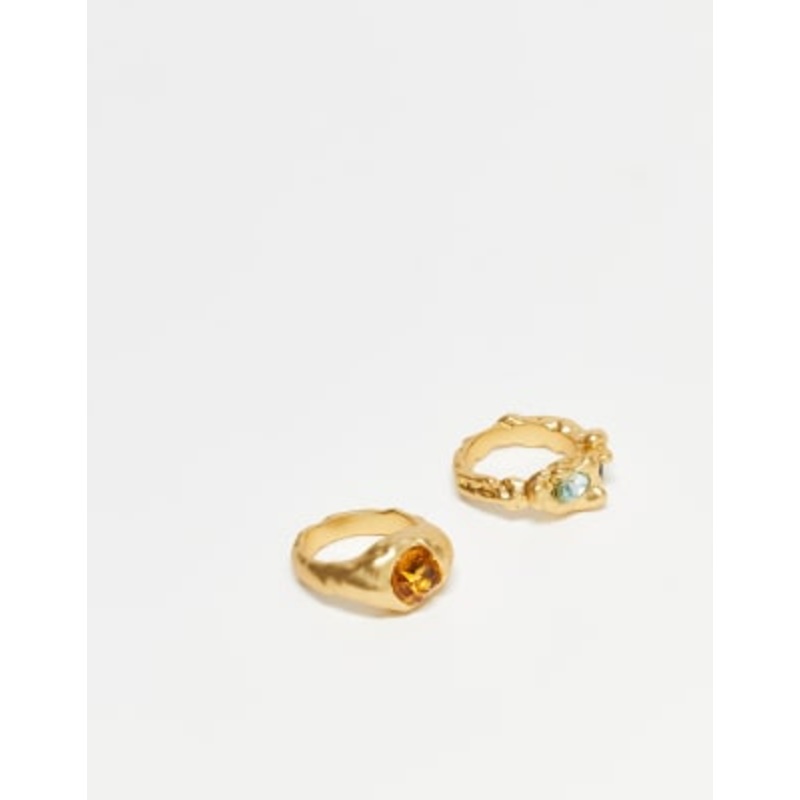 & Other Stories 2-pack textured rings in gold