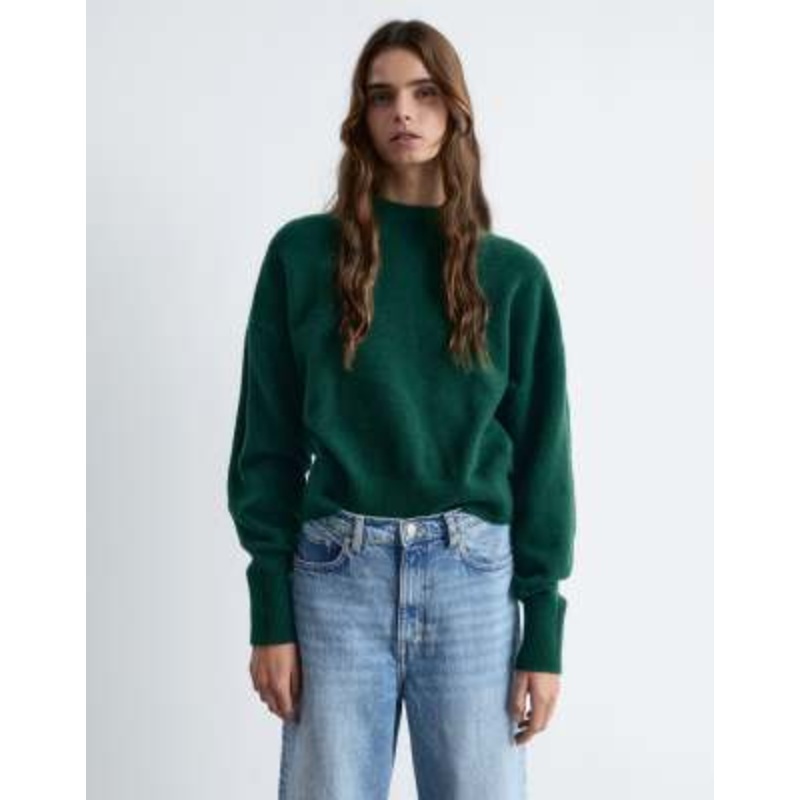 & Other Stories mock neck sweater in green