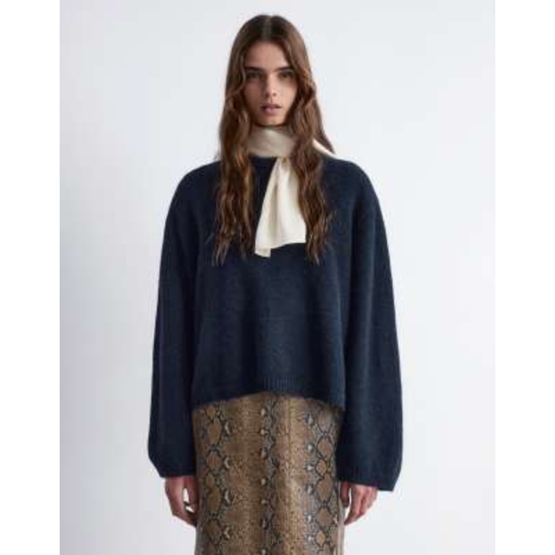 & Other Stories super soft alpaca and wool sweater with wide sleeves in dark blue