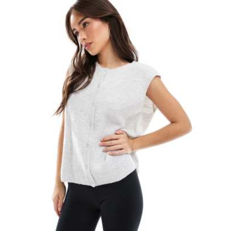 Cotton On lounge knit button up vest in light gray heather