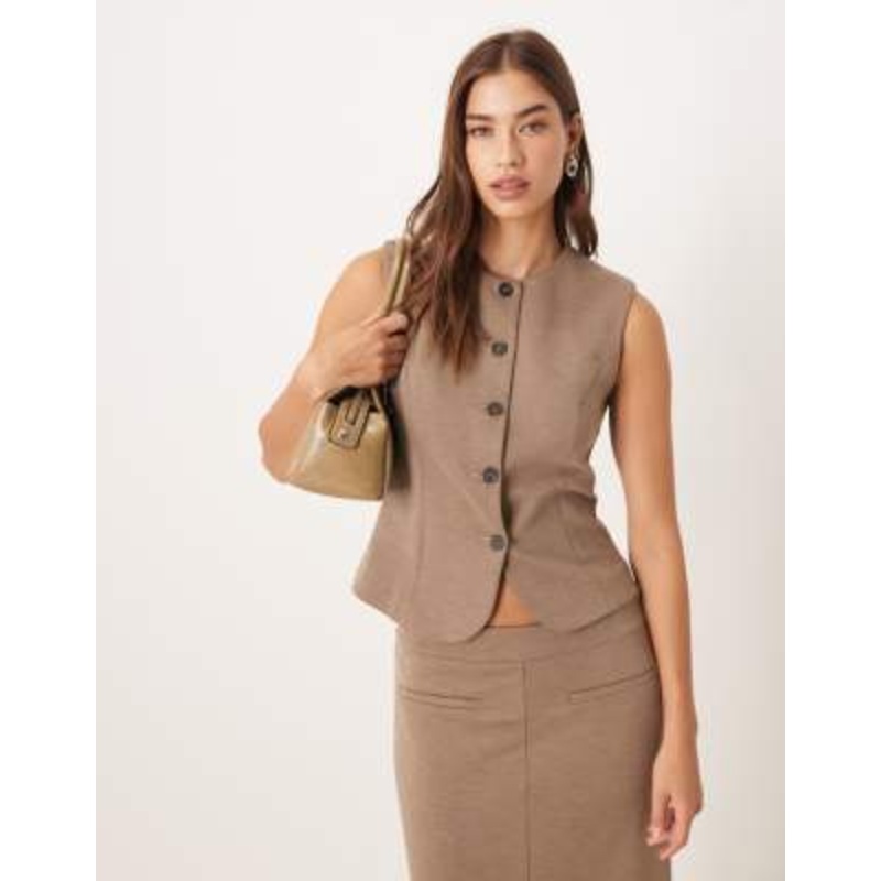 Mango Luca high neck vest in brown – part of a set