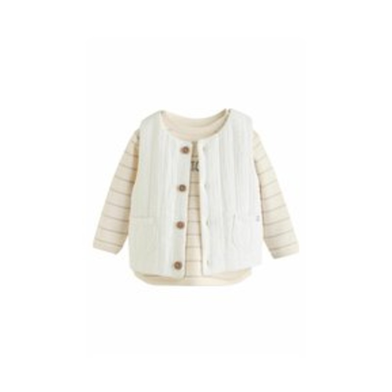 Next REGULAR FIT – SET – Weste – white stripe/wei