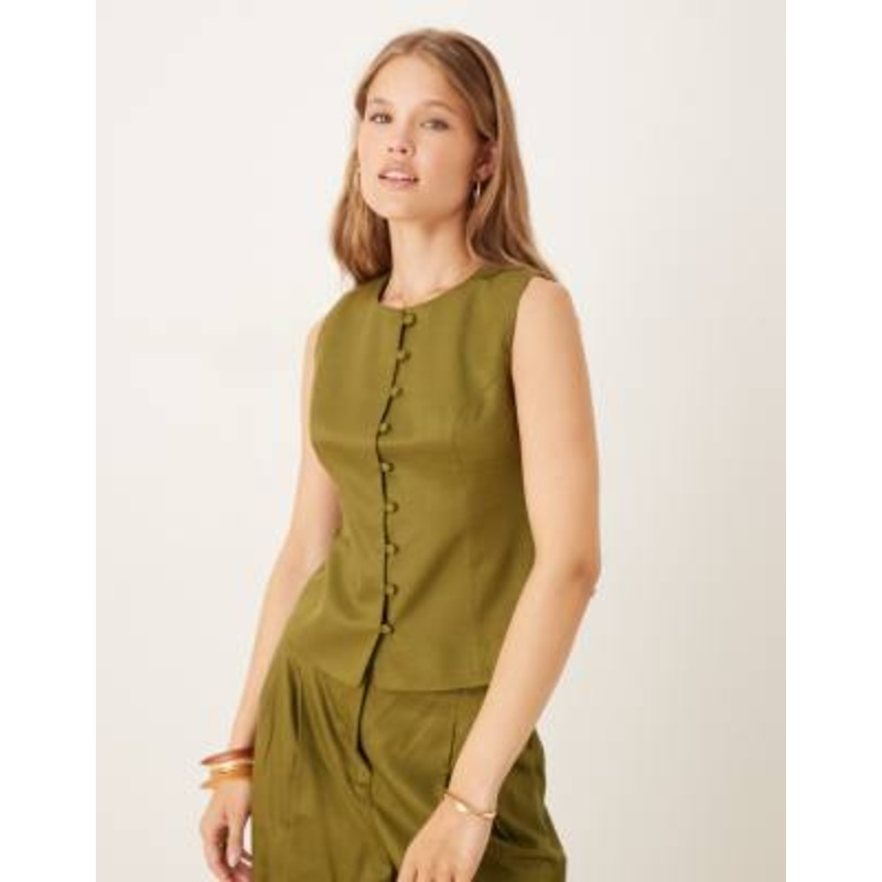 Nobody’s Child Pippa crew neck vest in khaki green – part of a set