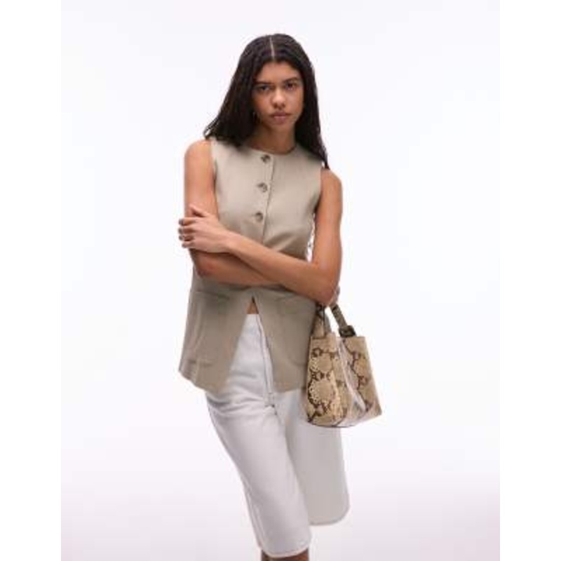 ARKET linen vest with patch pockets in beige