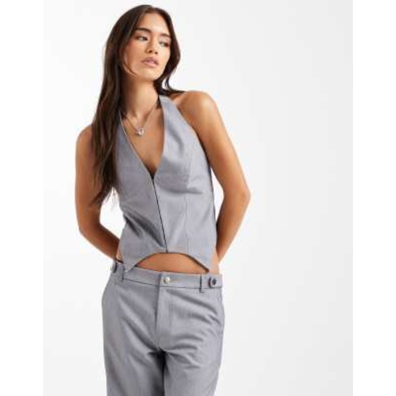 COLLUSION tailored fitted vest corset in charcoal