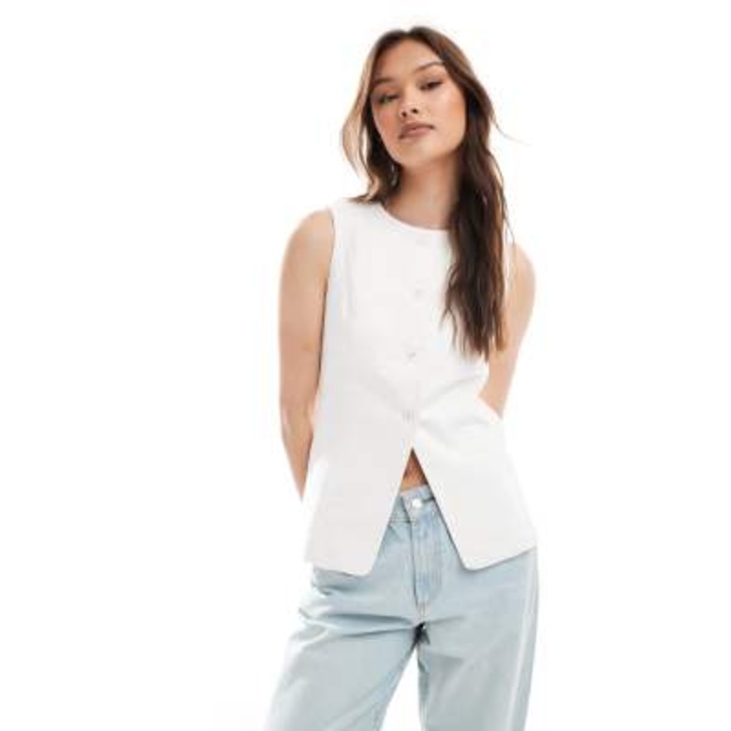 Cotton On Sienna linen-cotton blend vest in white
